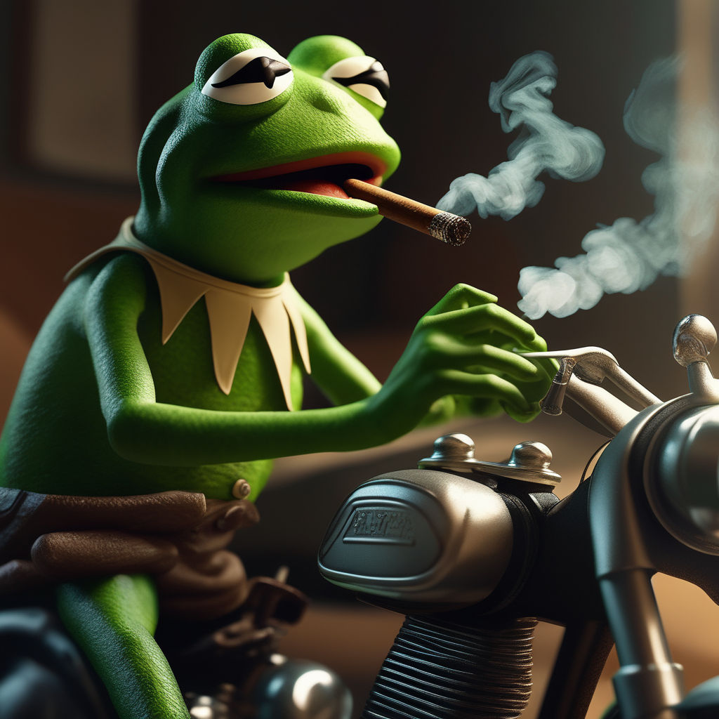 kermit the frog smoking a cigarette