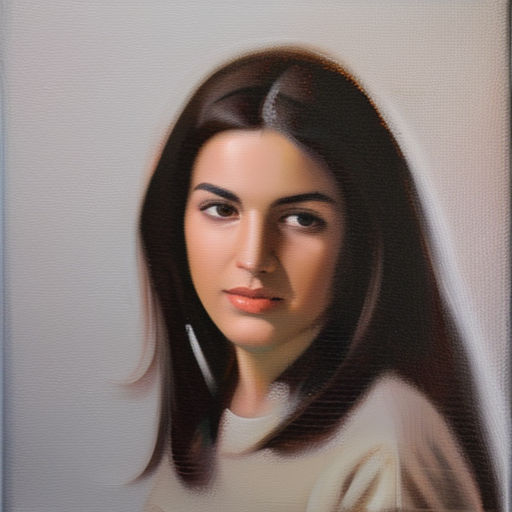 Alla prima portrait oil painting of young woman with dark ha... by Leo Vap  - Playground AI