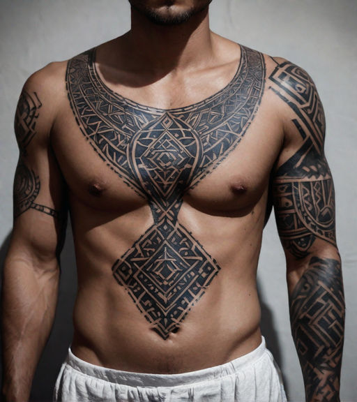 Tribal art tattoo for chest and back area Vector Image