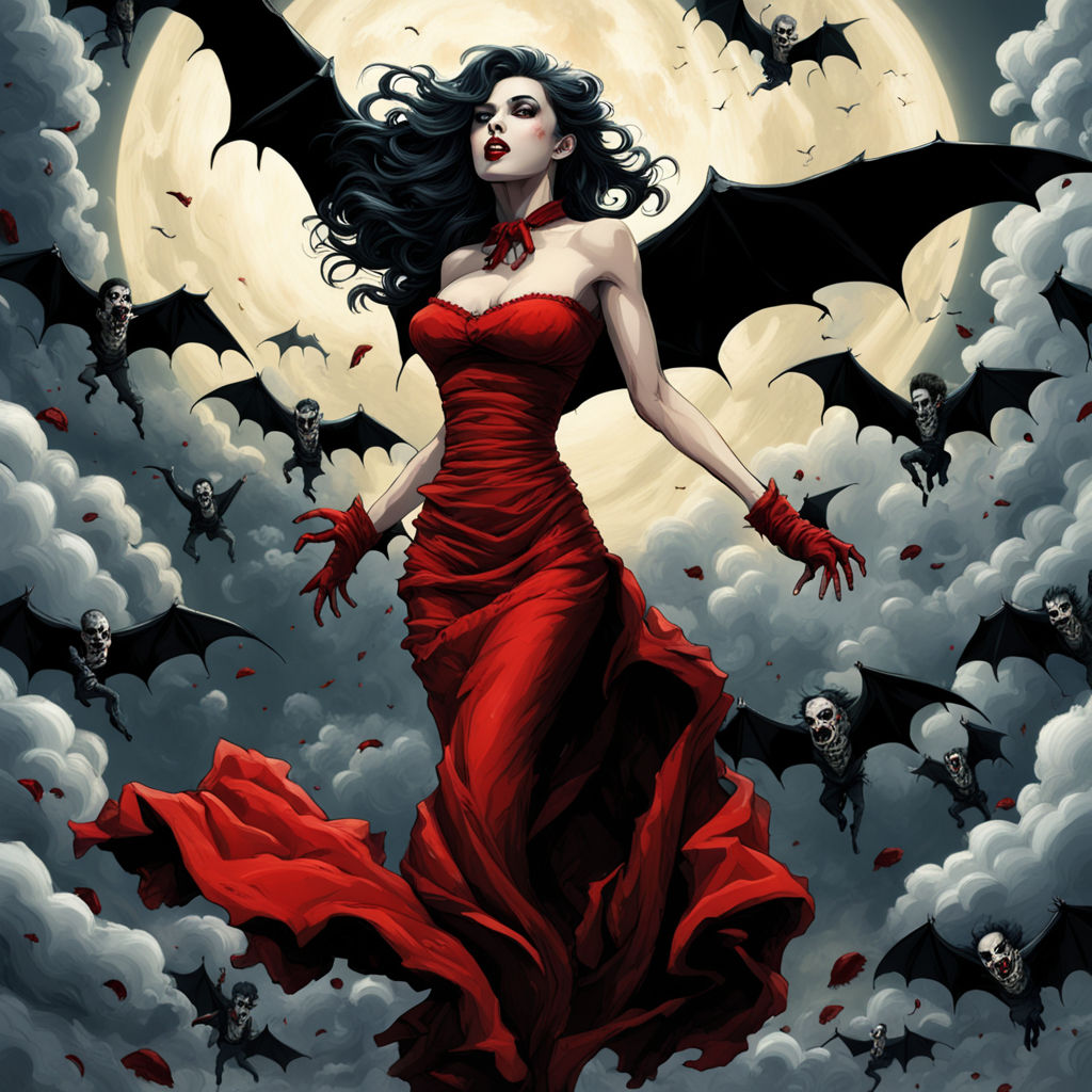 lady dracula in bat form flying on the ceiling - Playground