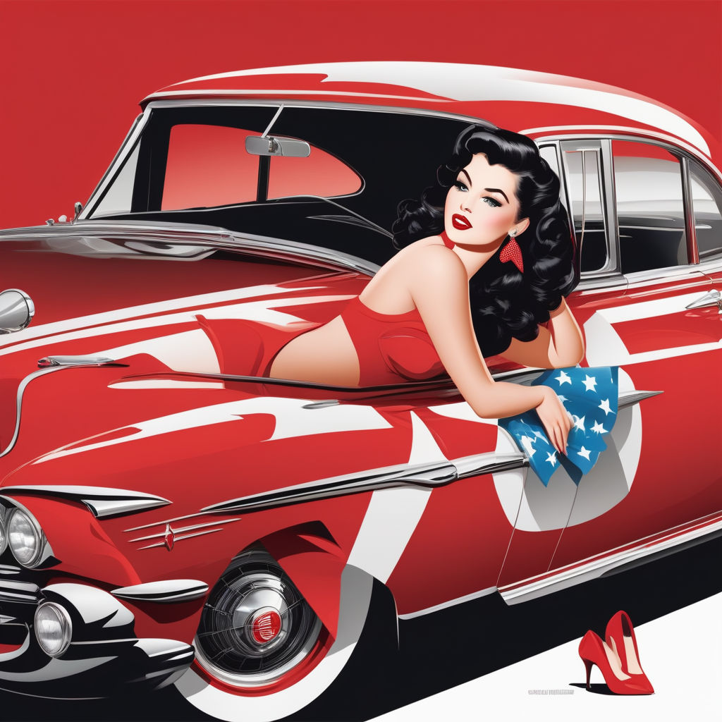 Premium Vector  American pin up girl