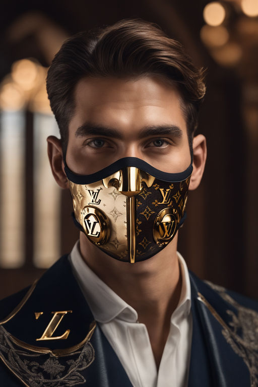 Mortal Kombat Fashion : man wearing Louis Vuitton monogram concept mask,  renaissance period, hyper realistic v--5, 8k, 8mm lens, trending on  artstation, sharp focus, studio photo, intricate details, highly detailed,  by greg