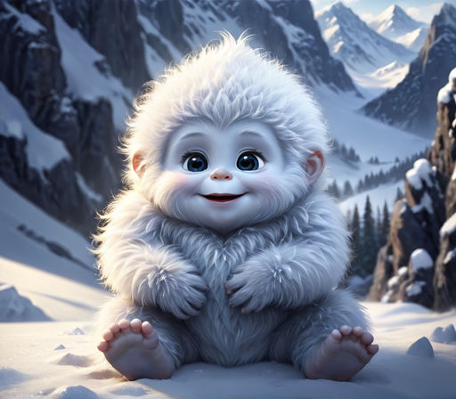 Cute Fluffy Baby Yeti 8k Resolution Concept Art · Creative Fabrica