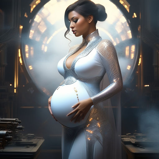 Huge pregnant woman with a supersized pregnant belly wondering what secrets  she will find on Mars - Playground