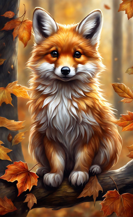 Cute autumn Fox, fall season fox - IslaNovella - Digital Art, Animals,  Birds, & Fish, Fox - ArtPal