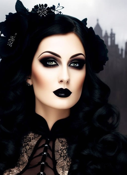 Gothic Black Eye Makeup And White