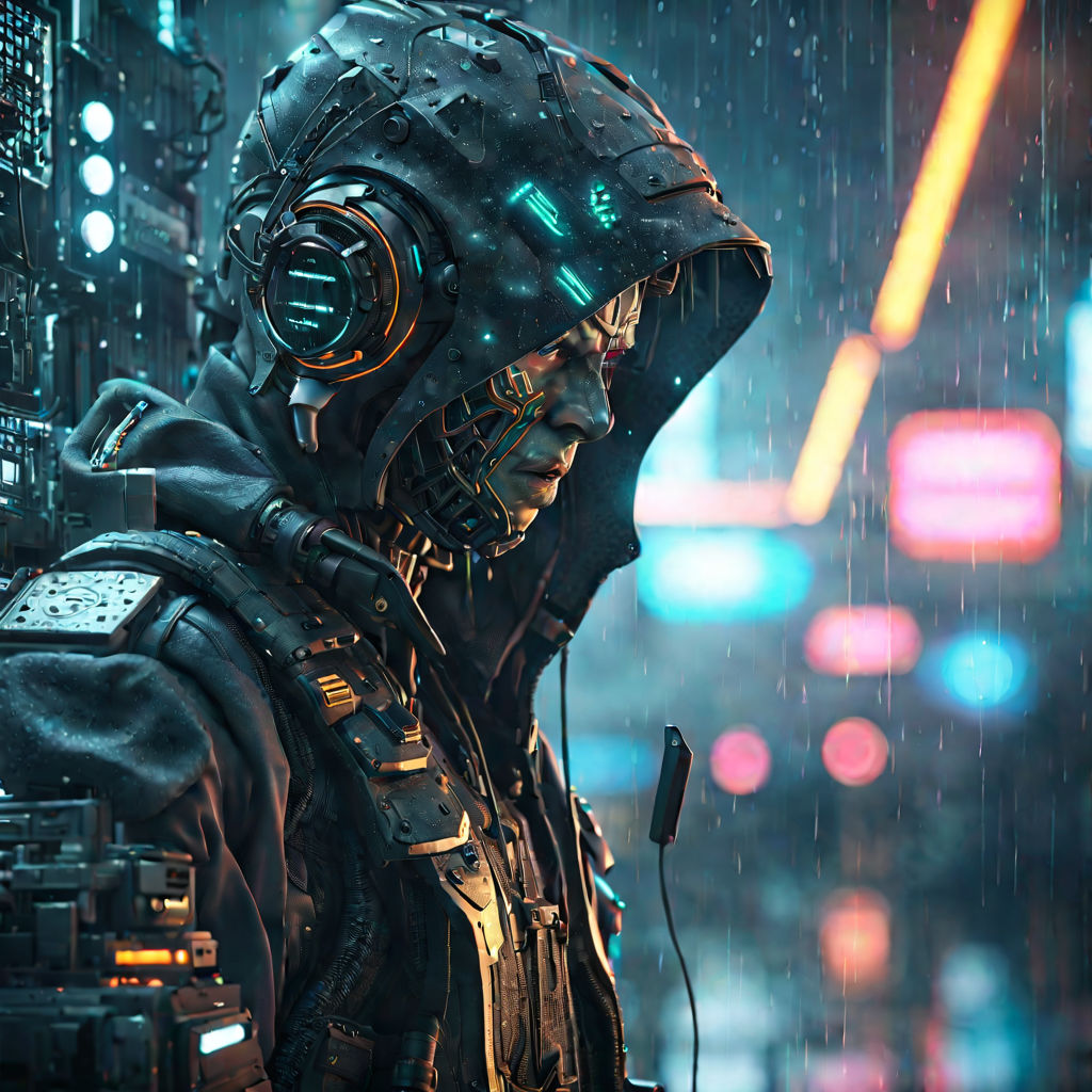 ArtStation - Lonely Cyberpunk Purple Robot 4k