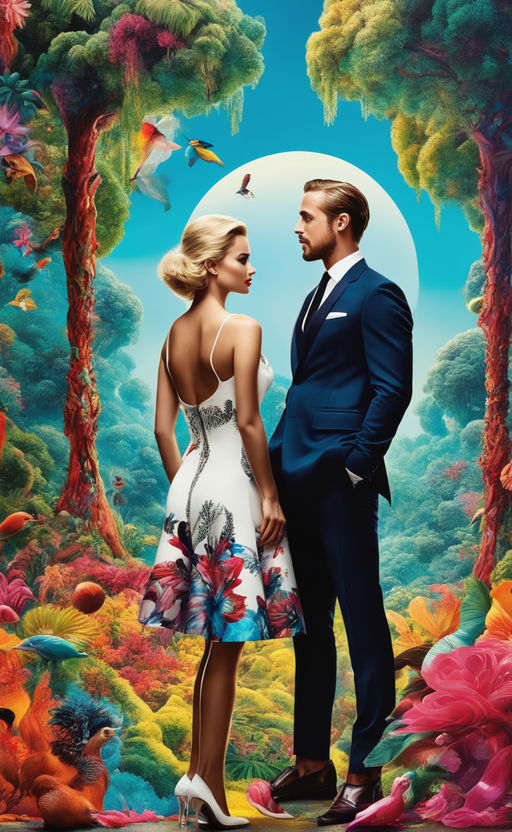 Ryan Gosling and Margot Robbie as Ken and Barbie Cushion – Canvas Art Rocks