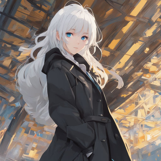 anime girl with blue eyes and white hair