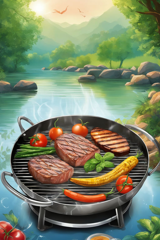 Premium Vector  Cartoon barbecue equipment, outdoor bbq picnic elements.  grilled steak and vegetables, barbecued food for summer grill party vector  set. cooking tools and appliances, charcoal and meat