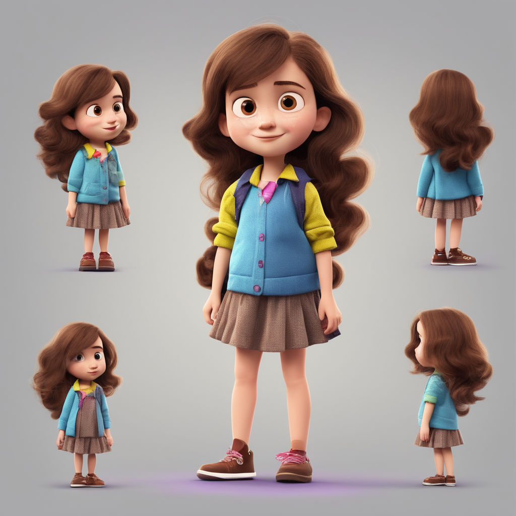 cute cartoon girl 3d characters