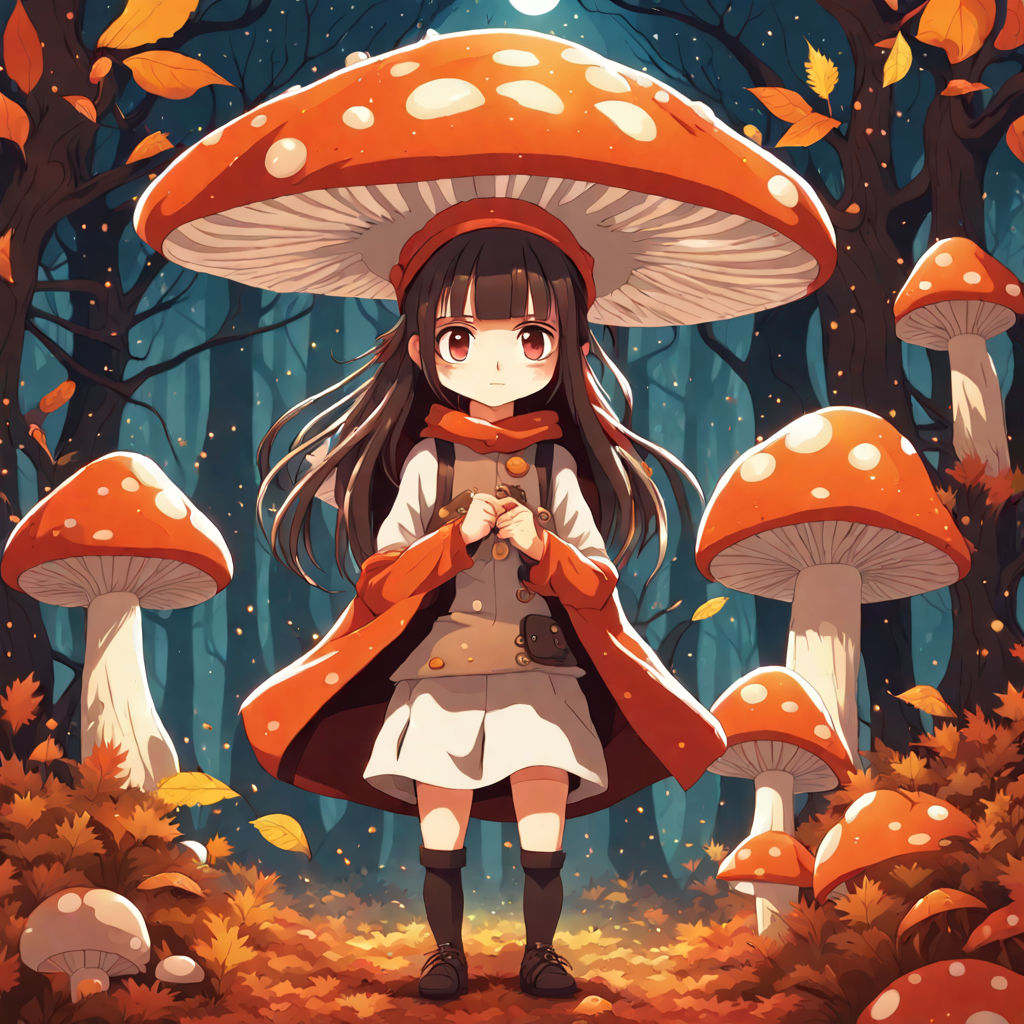 Simple Cute Mushrooms Kawaii Anime Cottagecore Forest Minimal Art