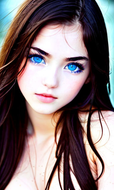 beautiful anime style girl with white hair and brown eyes, face