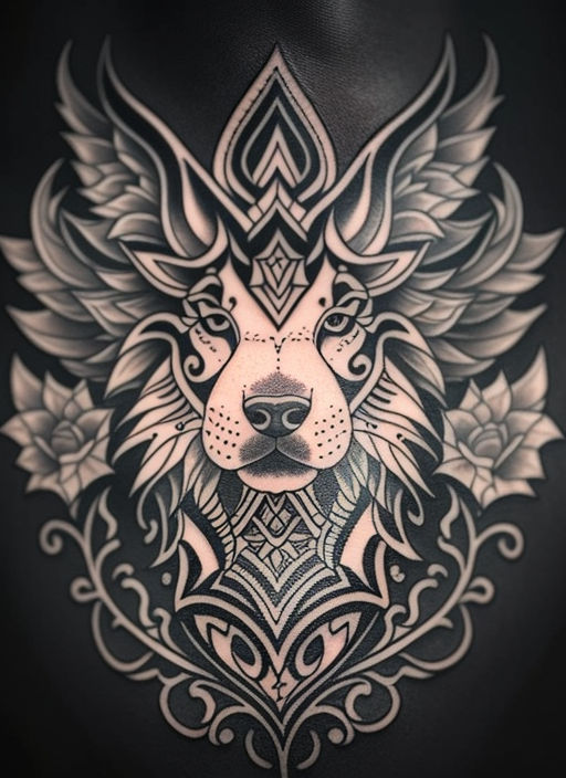 Sioou  Geometric wolf head temporary tattoo