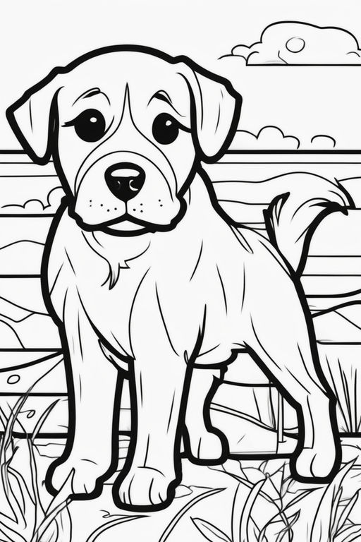 livro para colorir com uma página dog.coloring para jogos kids