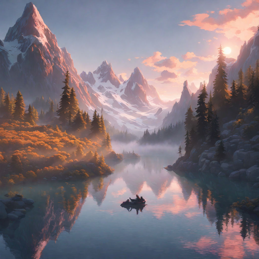 Misty Mountain Landscape and Sunrise Wallpaper Mural