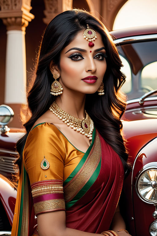 Traditional Indian Saree: Elegant Woman in Saree & Jewelry, AI Art  Generator