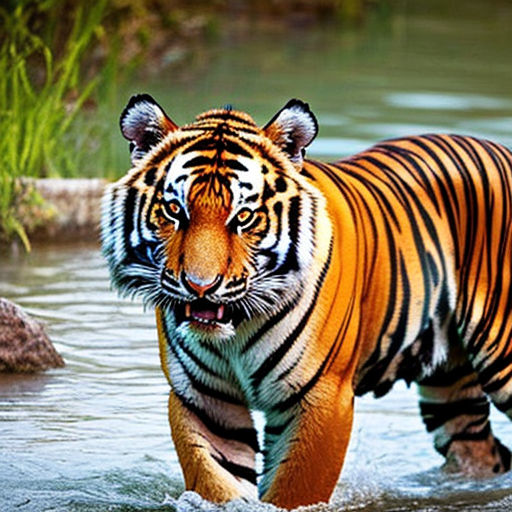 both are wearing Bengal tiger-striped orange and black jerseys. -  Playground AI