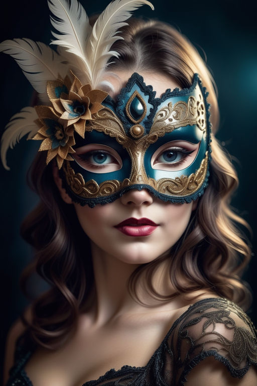 Beautiful female wearing a venetian mask - Playground