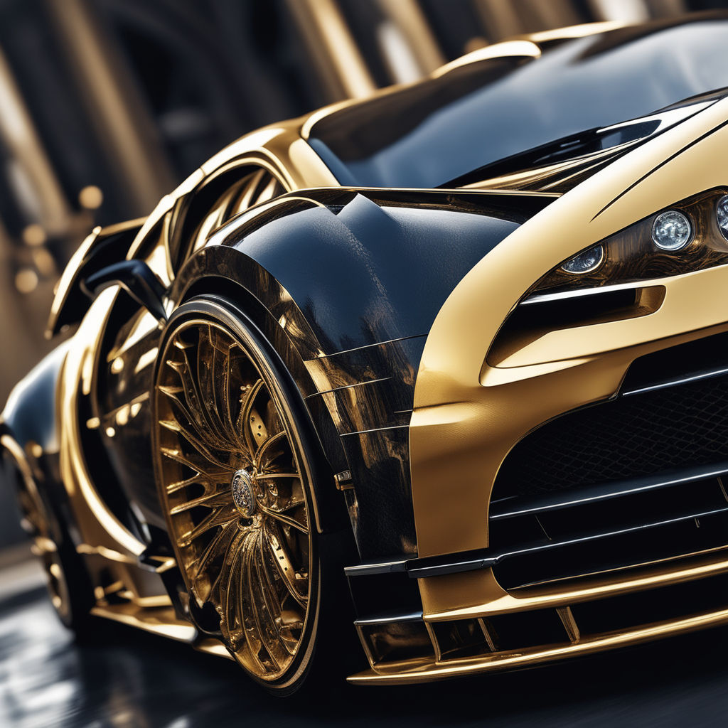 gold and black bugatti