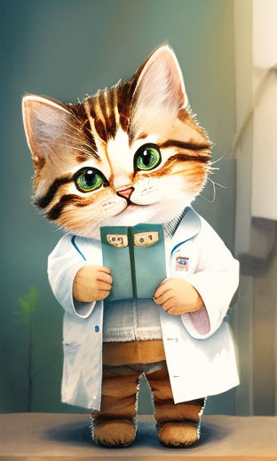 A little white cat wearing a white coat illustration 2162274