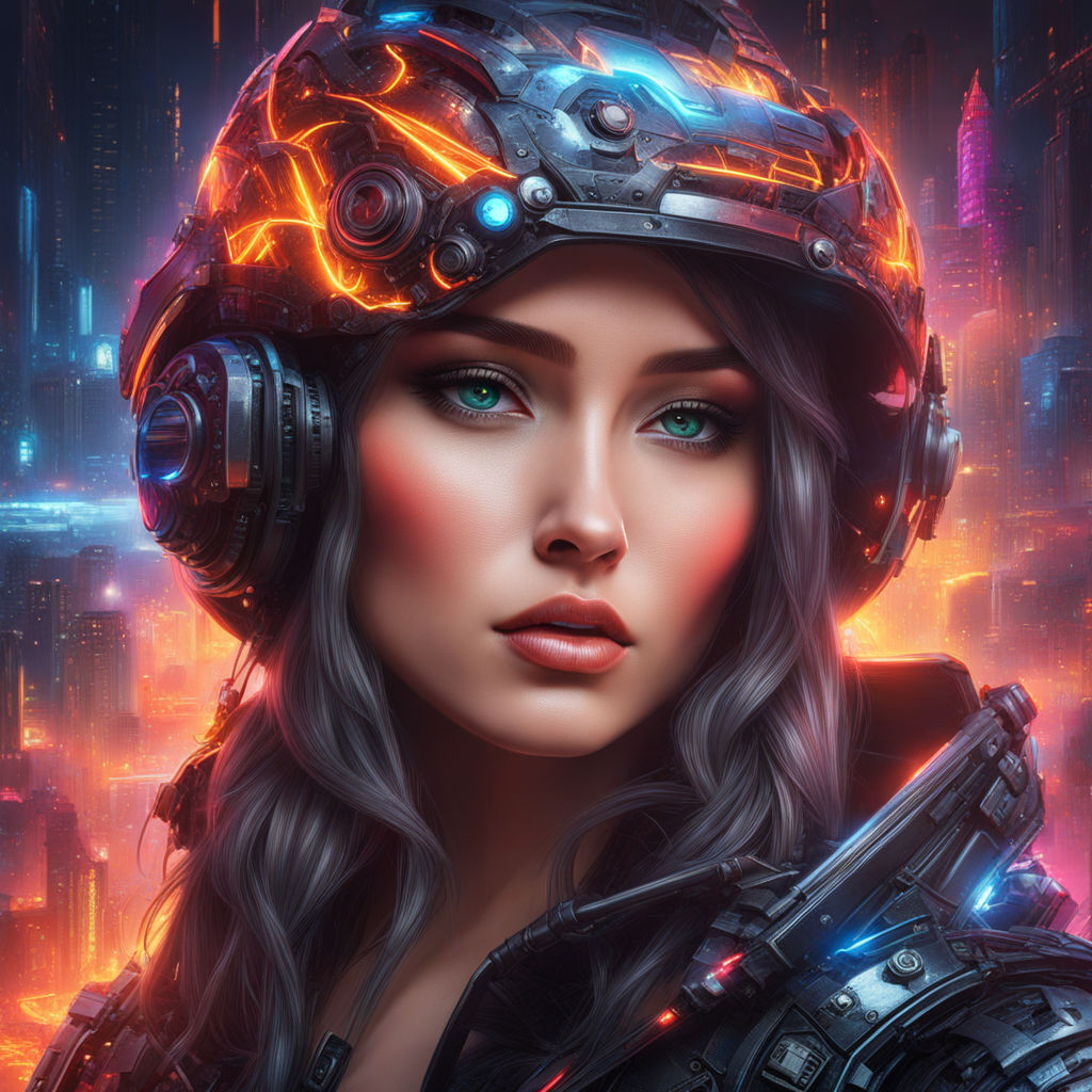 Asteroid (artist), cyberpunk, anime girls, dark