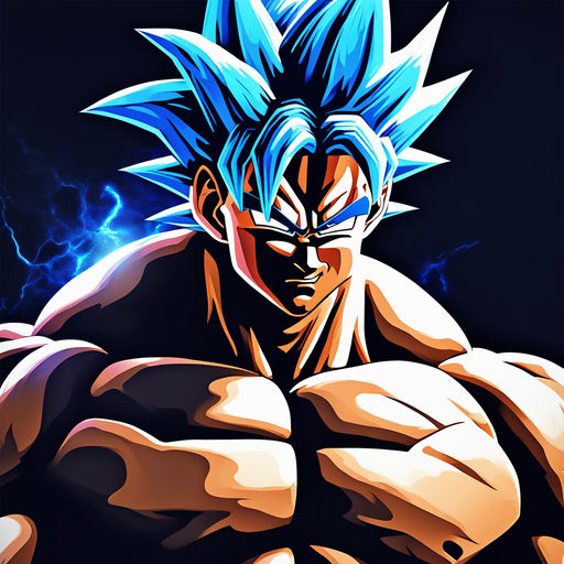 2d artwork of goku super saiyan with blonde hair