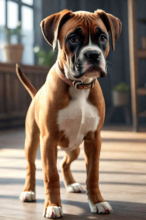 Cool Standing Pug Dog Boxer Punching With Red Leather Boxing