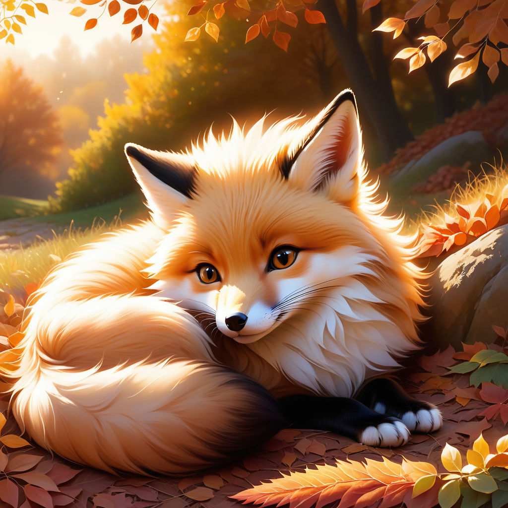 Cute autumn Fox, fall season fox - IslaNovella - Digital Art, Animals,  Birds, & Fish, Fox - ArtPal