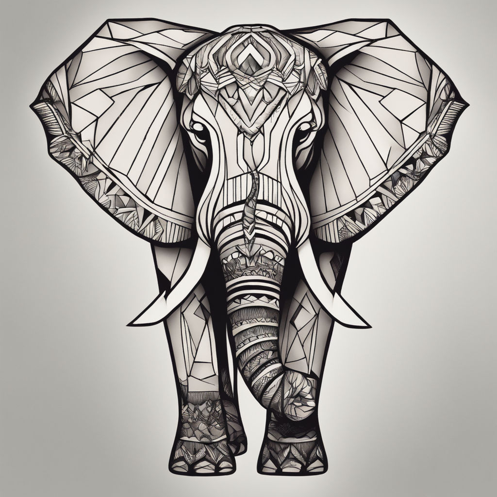 Tattoo style illustration of an elephant head with trunk raised up set on  isolated white background Stock Photo - Alamy