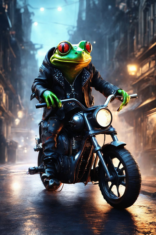 kermit the frog driving motorcycle