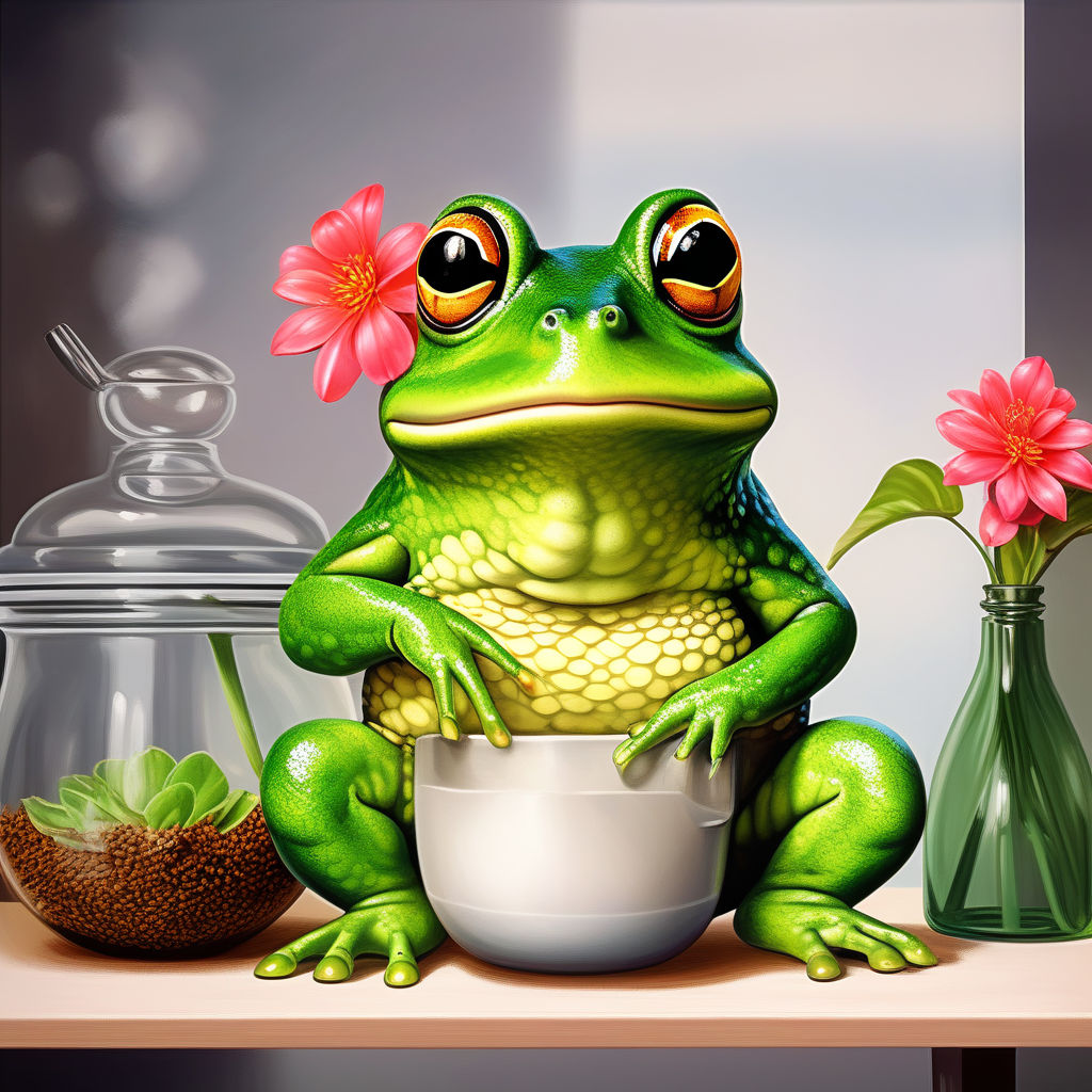 frog holding cup of tea - Playground