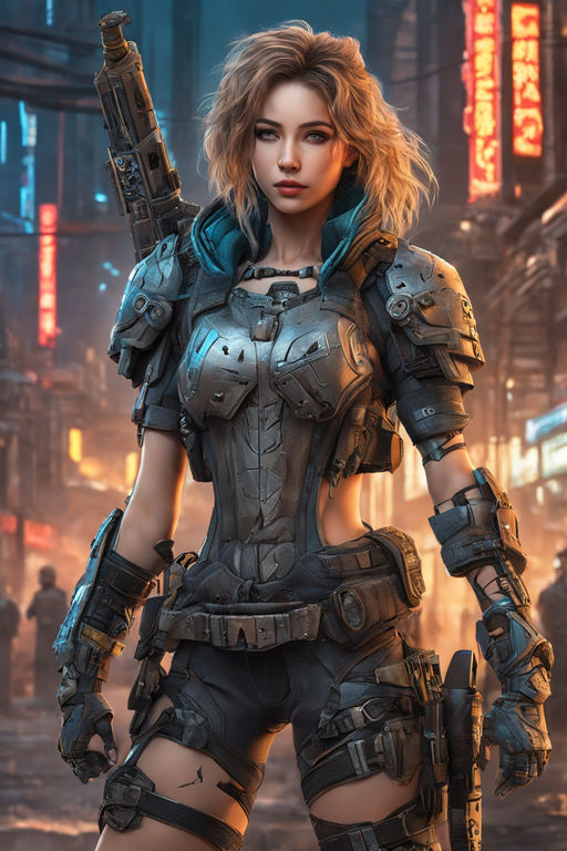 cyberpunk futuristic sci-fi girl world