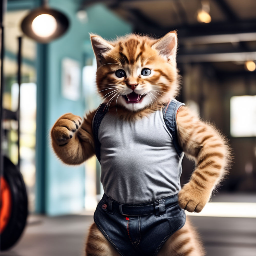 A Buff White Cat at the Gym Stock Illustration - Illustration of muscles,  active: 280905554