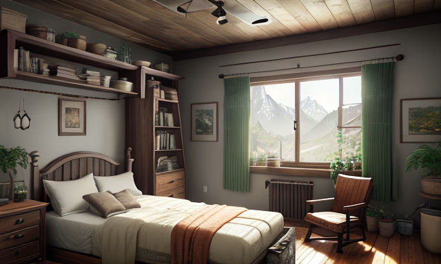 prompthunt An anime wallpaper painted by Makoto Shinkai and ufotable  style the sun shines into the cozy bedroom the floortoceiling windows  the wooden floor the closeup of the bottom of the gauze