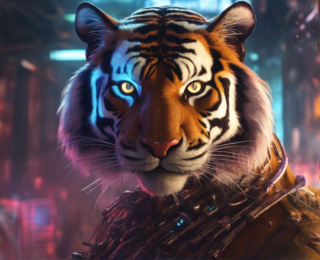 bright neon tiger