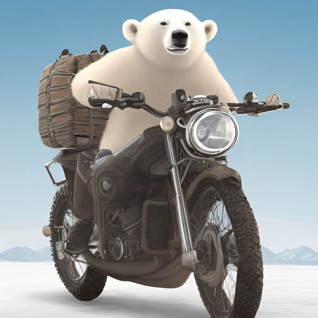 polar bear on motorcycle