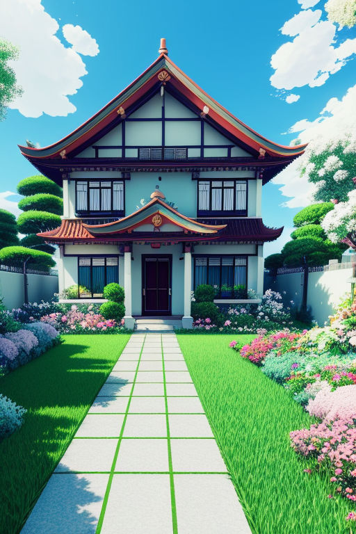 Download Anime Landscape Vintage House Wallpaper | Wallpapers.com