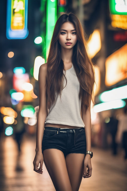 Foto de Shape slender, thin waist, attractive slim asian young