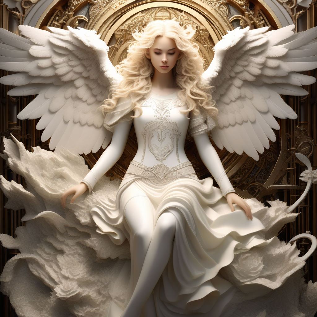 Intricately detailed full body portrait of an angel