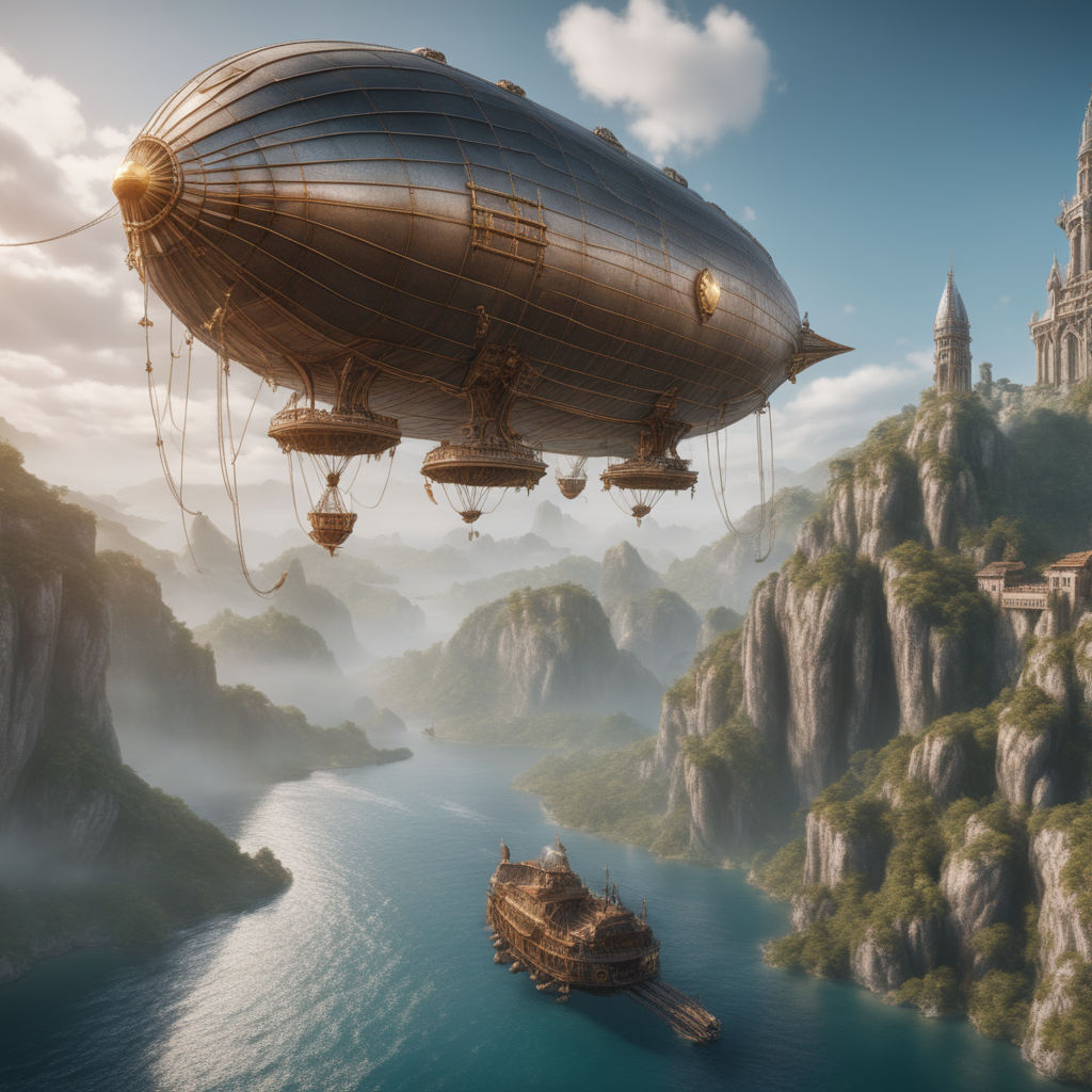 Download 8k Anime Futuristic Airship Wallpaper