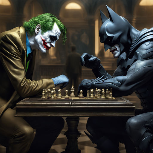 The joker playing chess with batman