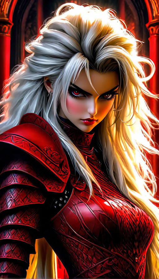 visible-elk918:   , elf vampire girl with white hair and red eyes. anime style