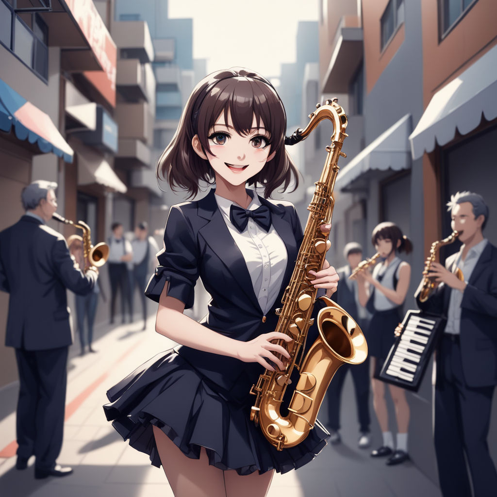 Saxophone super hero manga style on Craiyon