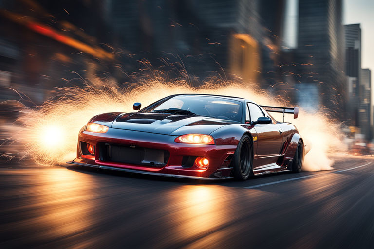 Premium AI Image  Sport car drifting games style rush motion close up wide  angle adrenaline