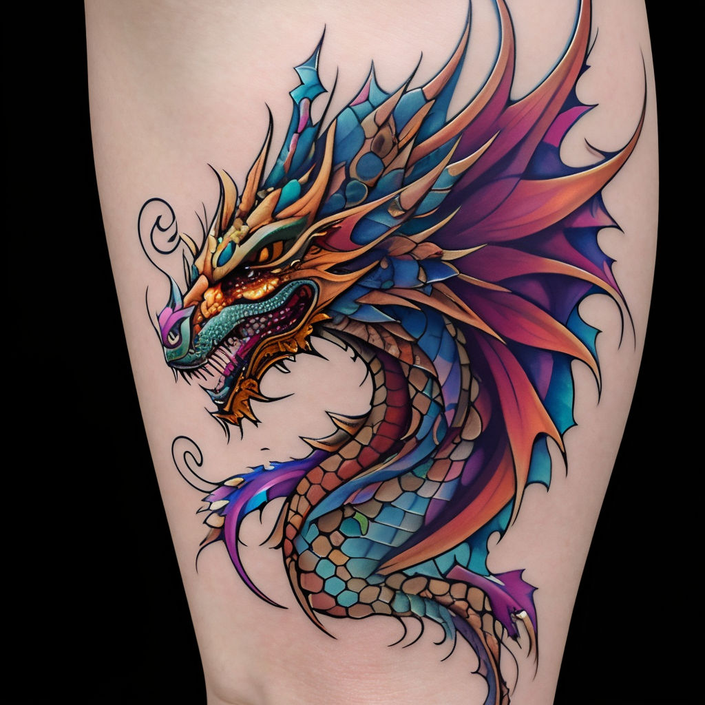 A woman with dragon tattoos