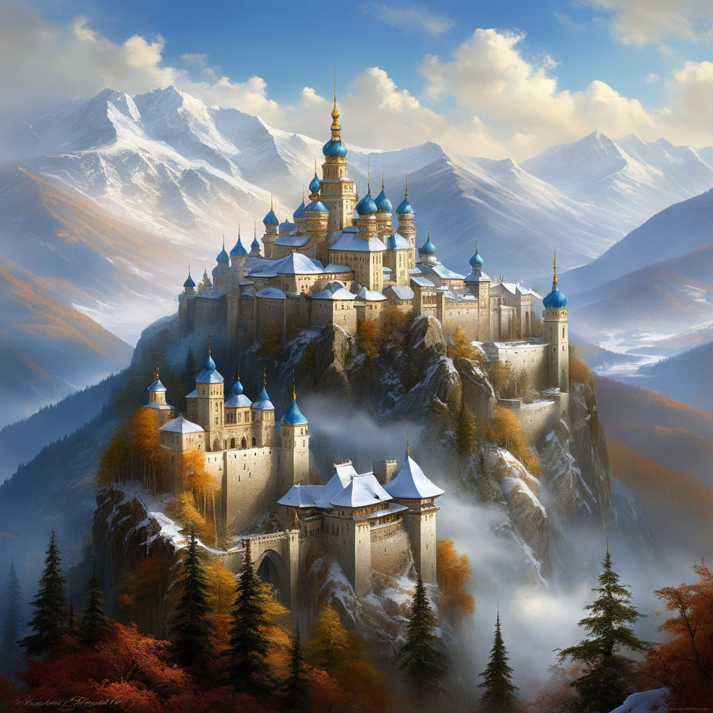 A majestic fortress blending medieval and soviet architectural styles, high  definition, photorealist, oil on canvas