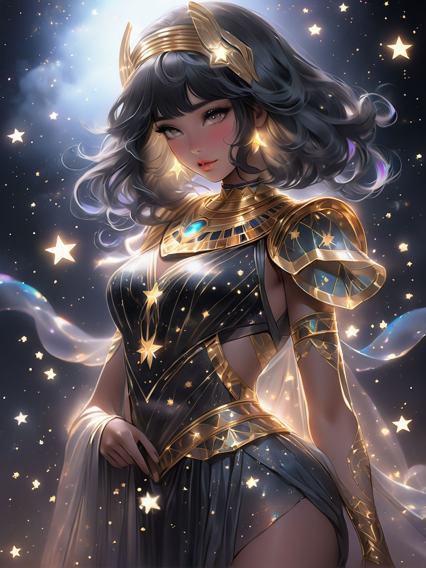 Create full body a stunning anime girl with Egyptian style like