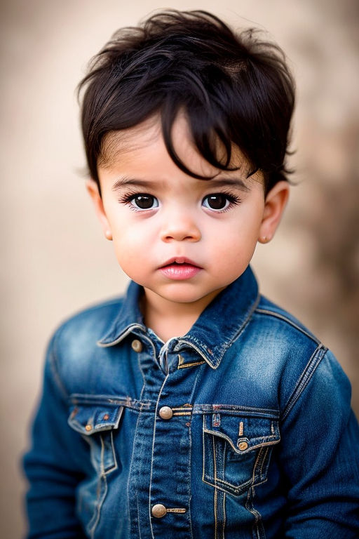 cute baby boy with blue eyes and black hair