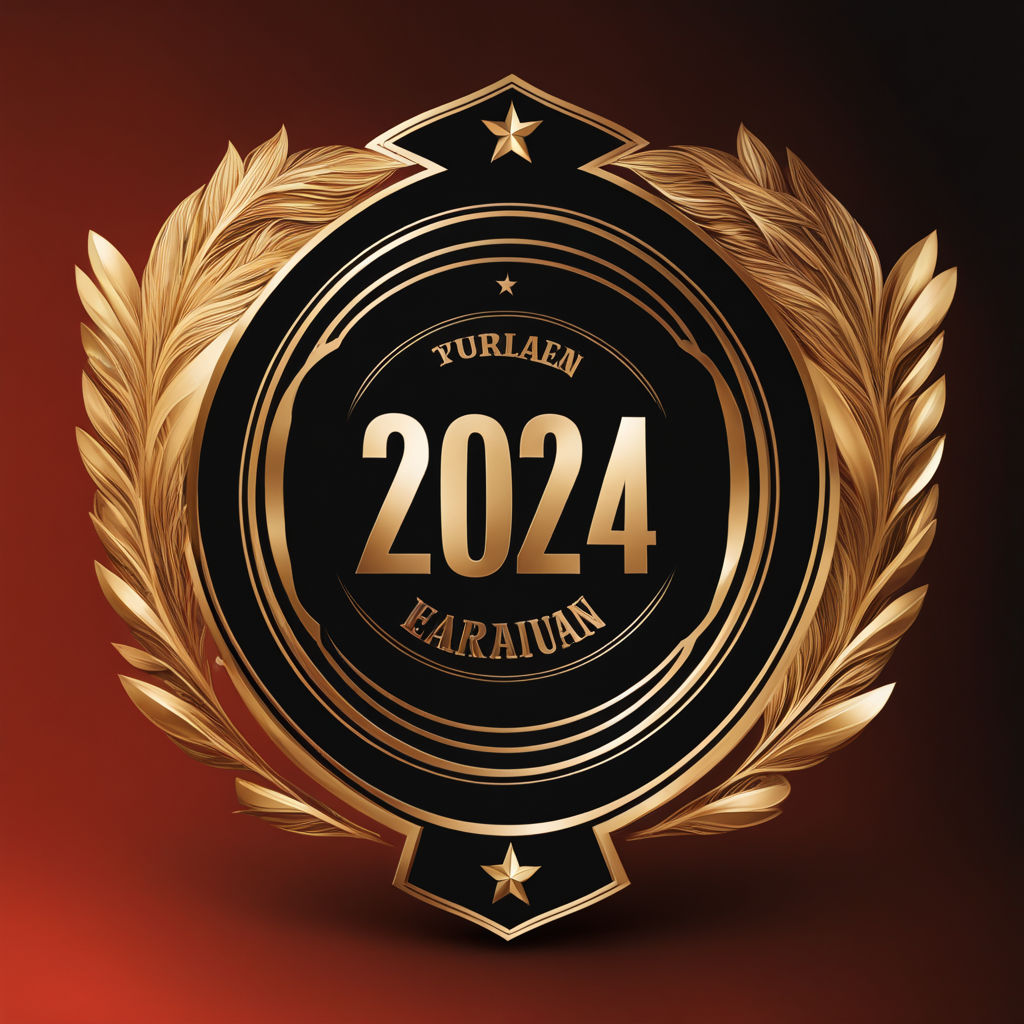 Sticker Rond Bonne année 2024 Black Gold Elegant Typographie